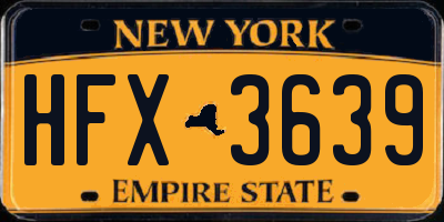 NY license plate HFX3639