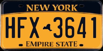NY license plate HFX3641