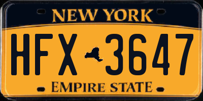 NY license plate HFX3647