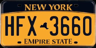 NY license plate HFX3660