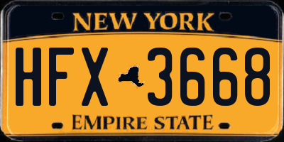 NY license plate HFX3668
