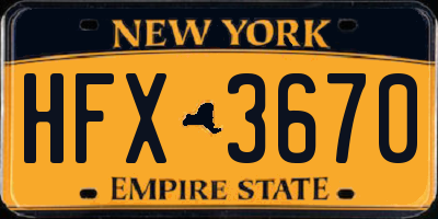 NY license plate HFX3670