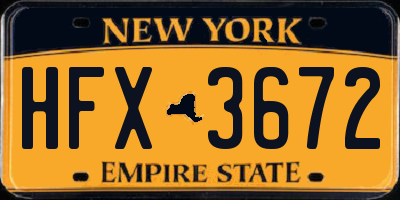 NY license plate HFX3672