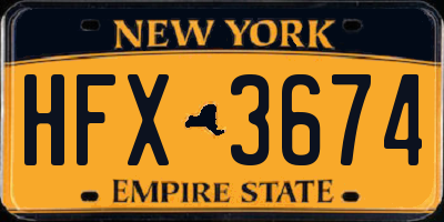 NY license plate HFX3674