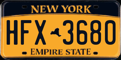 NY license plate HFX3680