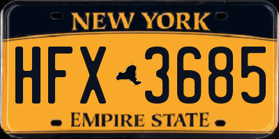 NY license plate HFX3685
