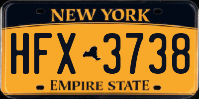 NY license plate HFX3738