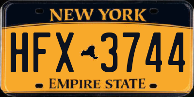 NY license plate HFX3744