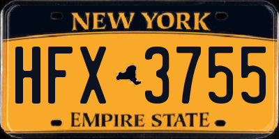 NY license plate HFX3755