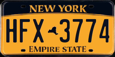 NY license plate HFX3774
