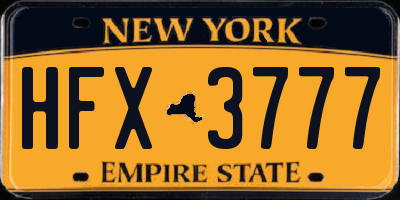 NY license plate HFX3777