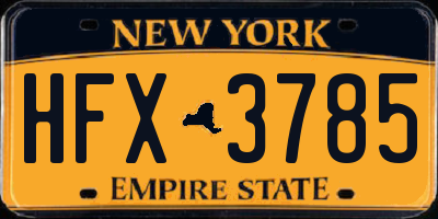 NY license plate HFX3785