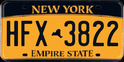 NY license plate HFX3822