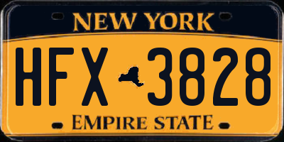 NY license plate HFX3828