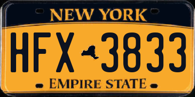 NY license plate HFX3833