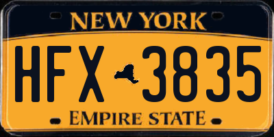 NY license plate HFX3835