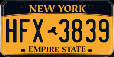 NY license plate HFX3839