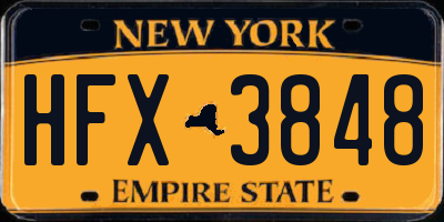 NY license plate HFX3848