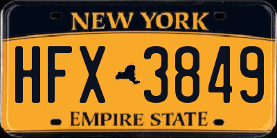 NY license plate HFX3849