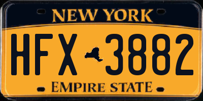 NY license plate HFX3882