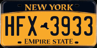 NY license plate HFX3933