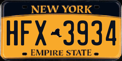 NY license plate HFX3934