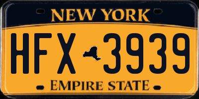 NY license plate HFX3939