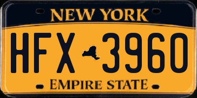 NY license plate HFX3960