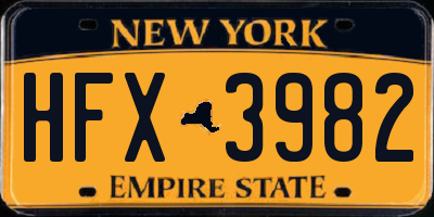 NY license plate HFX3982