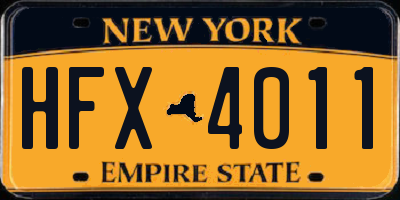 NY license plate HFX4011