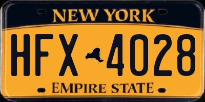 NY license plate HFX4028