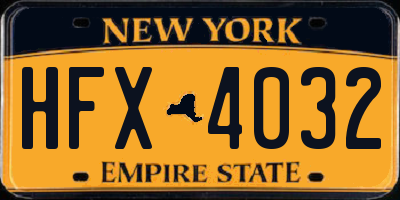 NY license plate HFX4032