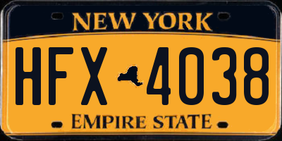 NY license plate HFX4038
