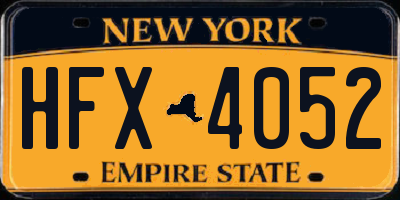 NY license plate HFX4052