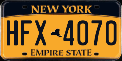 NY license plate HFX4070