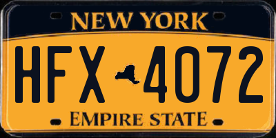 NY license plate HFX4072