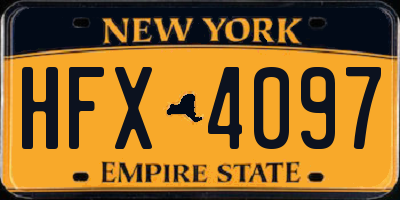 NY license plate HFX4097