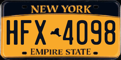 NY license plate HFX4098