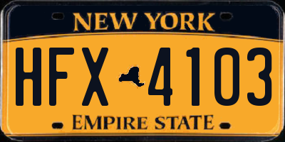 NY license plate HFX4103