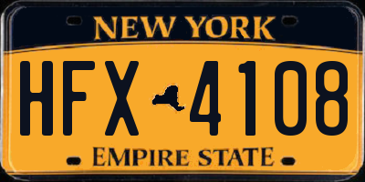 NY license plate HFX4108