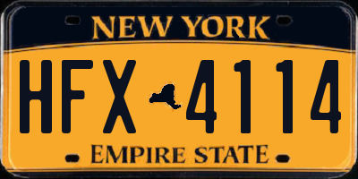 NY license plate HFX4114