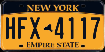 NY license plate HFX4117