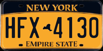 NY license plate HFX4130
