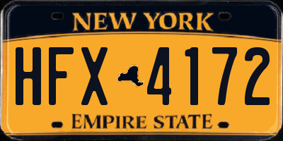 NY license plate HFX4172