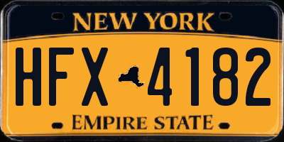 NY license plate HFX4182