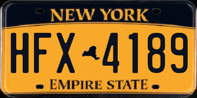 NY license plate HFX4189
