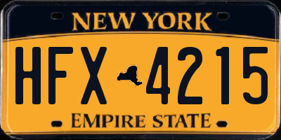 NY license plate HFX4215