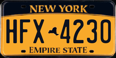 NY license plate HFX4230