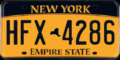 NY license plate HFX4286