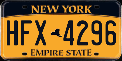NY license plate HFX4296